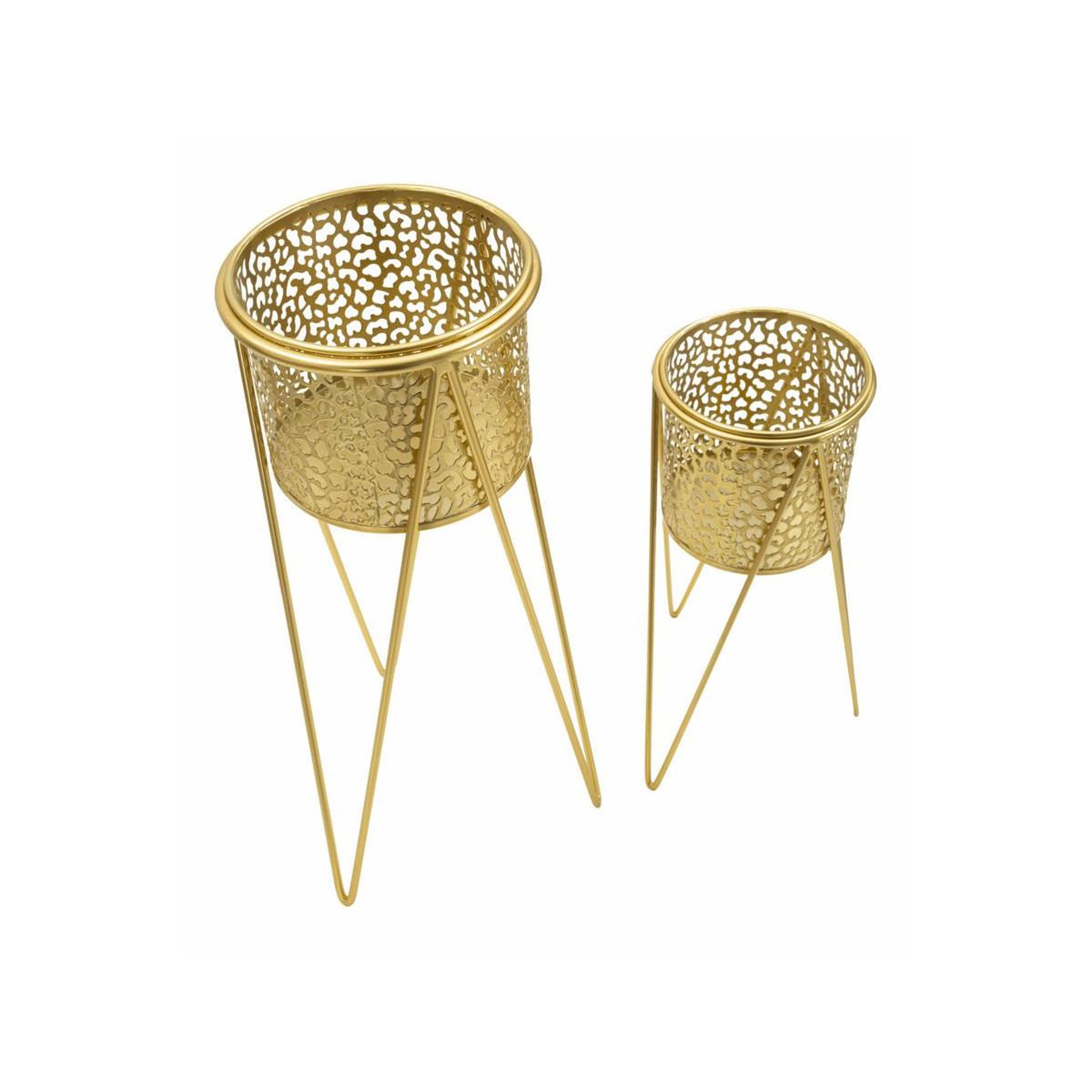 Voir la diapositive 4 : Paris Prix Lot de 2 cache-pots sur pieds  eva  46cm or