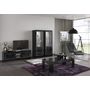Voir la diapositive 2 : Meuble TV moderne 1 niche 2 portes laqué brillant L160 cm
