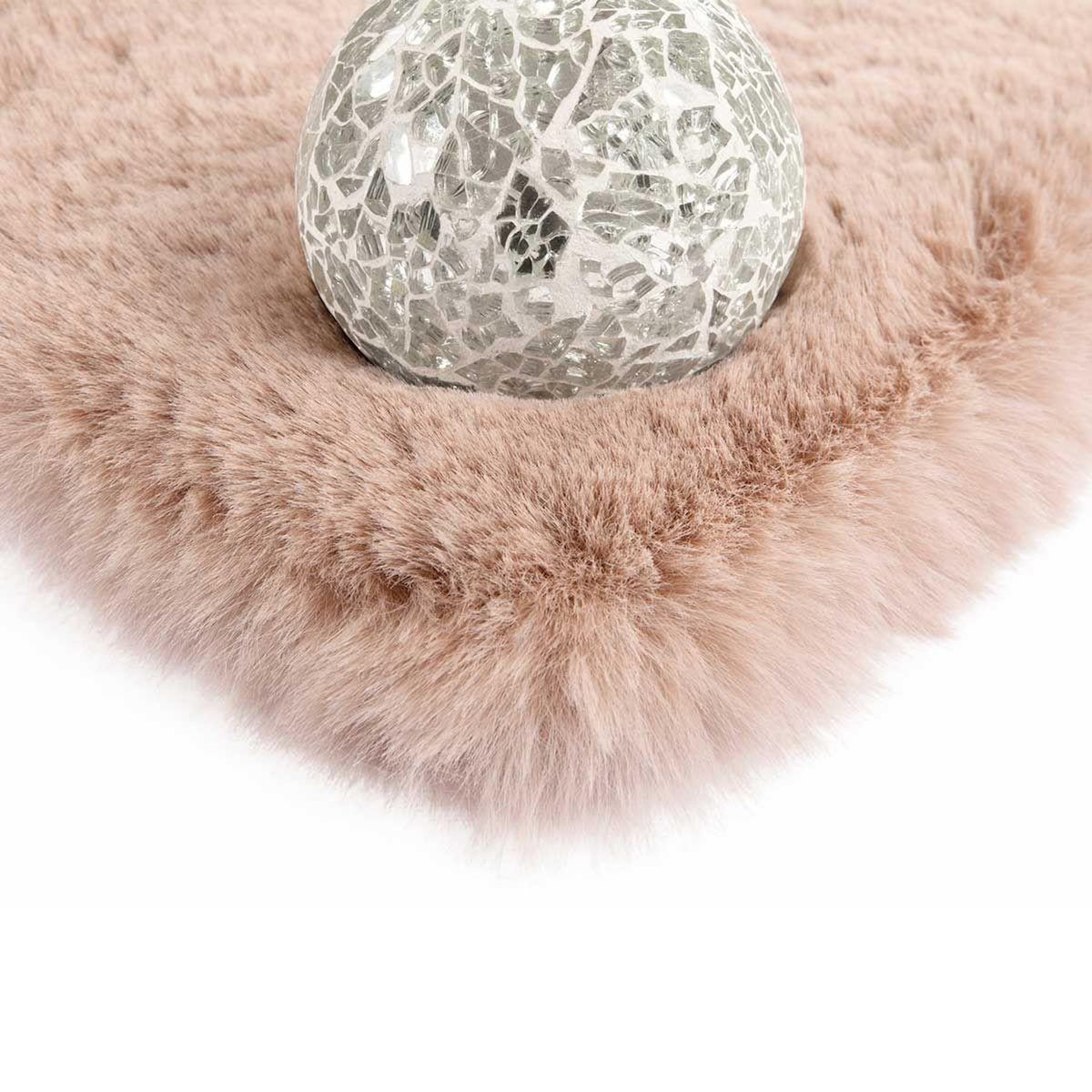 Paris Prix Tapis Uni Rond Doux à Poils Longs  Rabbit  Beige
