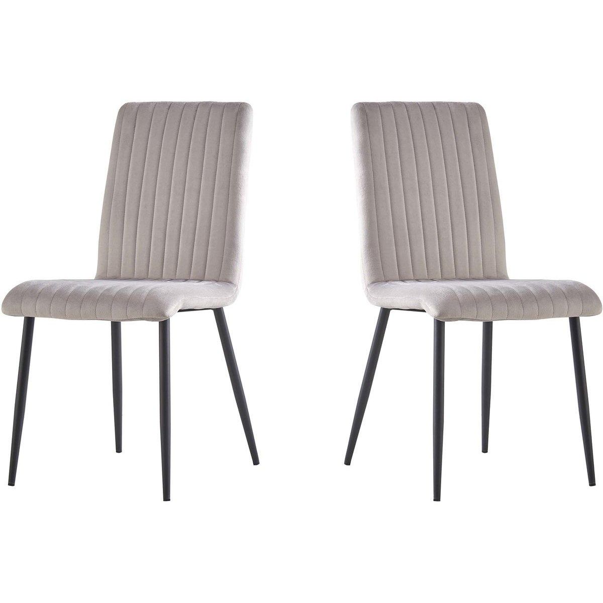 Habitat et Jardin Lot de 2 chaises en velours  Henley  - Gris clair