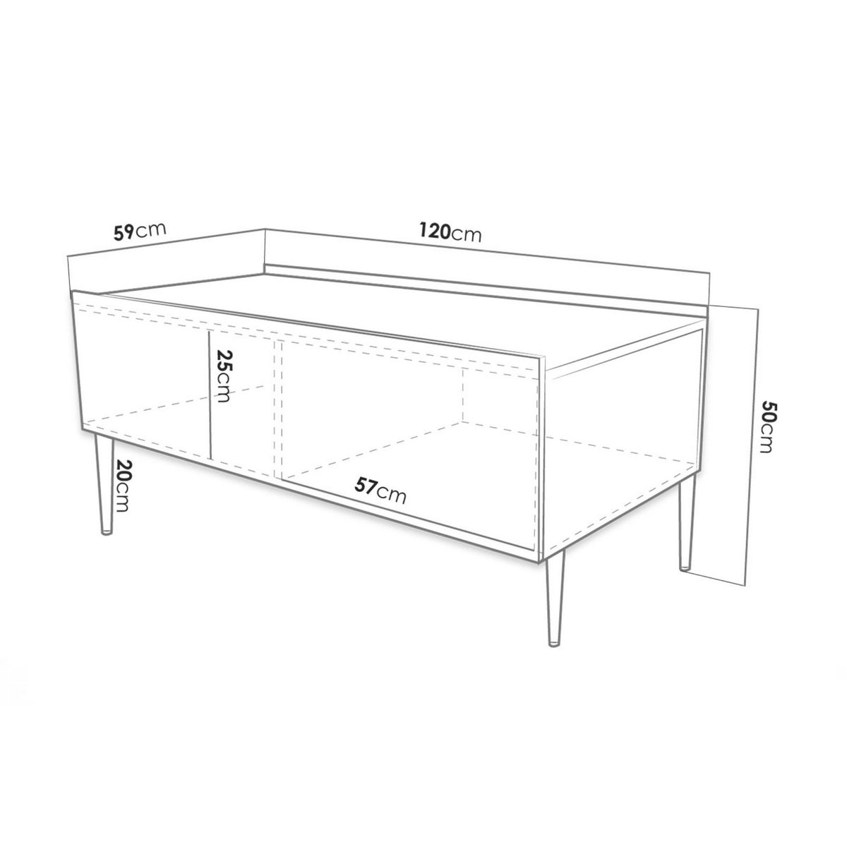 BEST MOBILIER Ambre - table basse - 2 portes - 120 cm