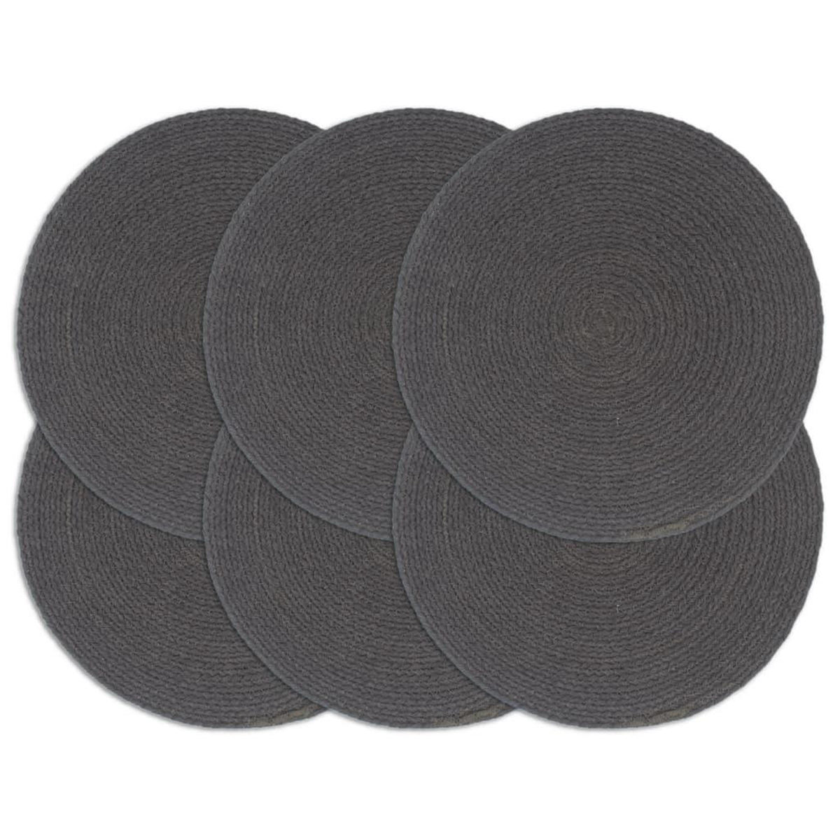 VIDAXL Napperons 6 pcs Gris fonce Plain 38 cm Rond Coton