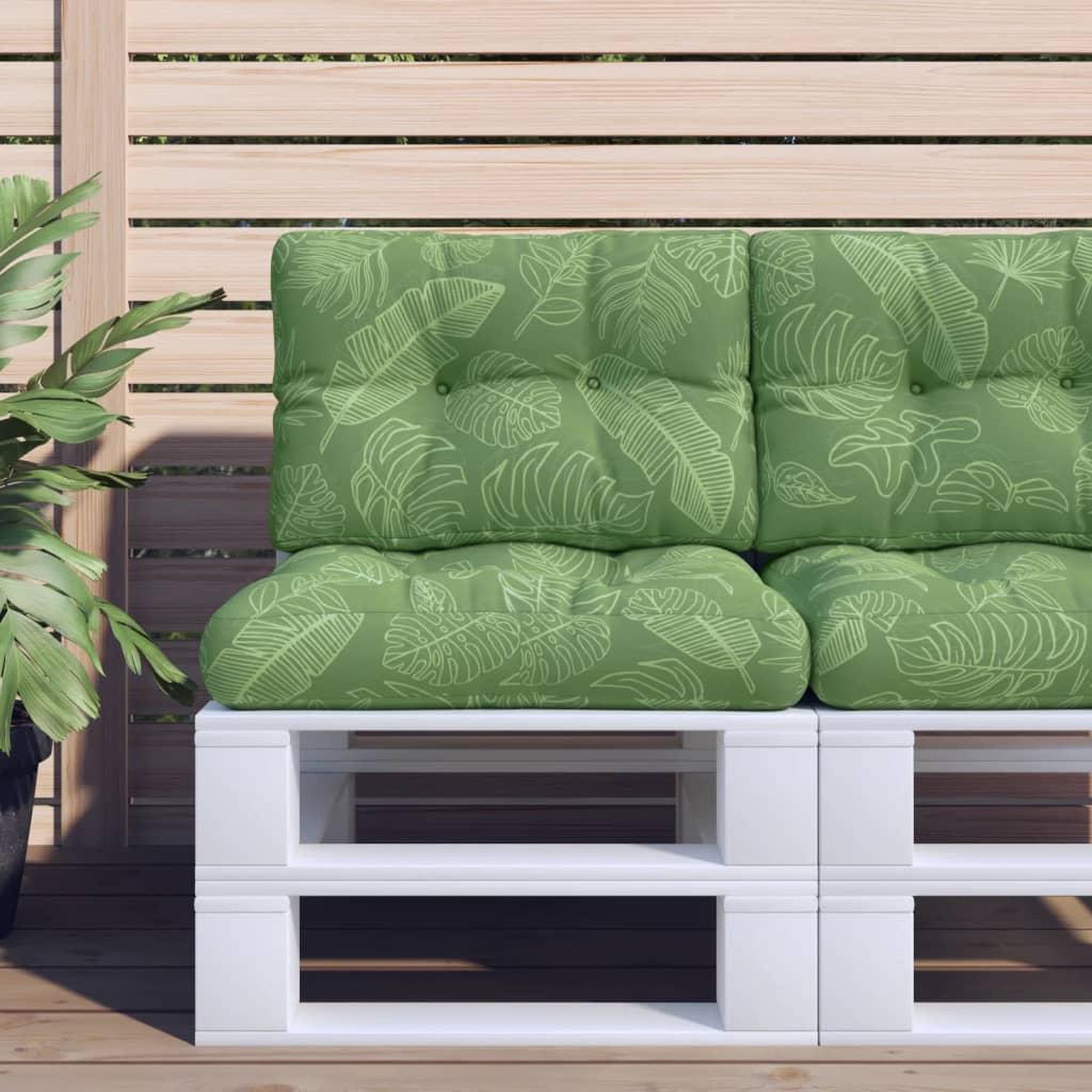 Voir la diapositive 1 : VIDAXL Coussins de palette lot de 2 motif de feuilles tissu