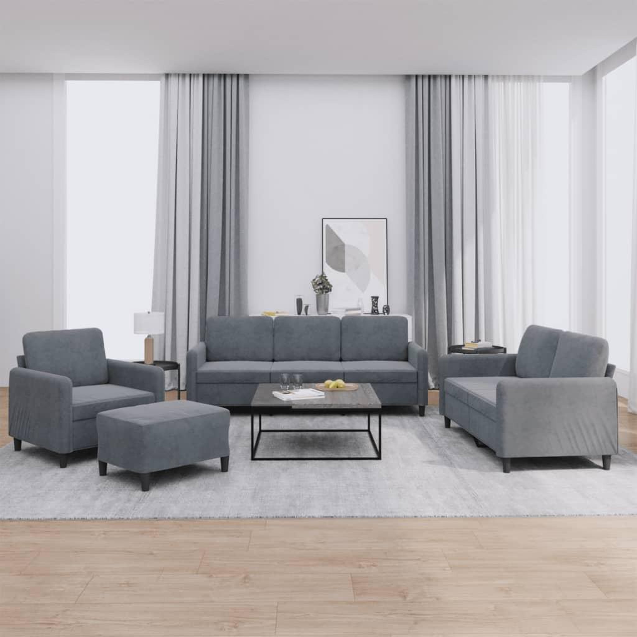 VIDAXL Ensemble de canapes 4 pcs gris fonce velours