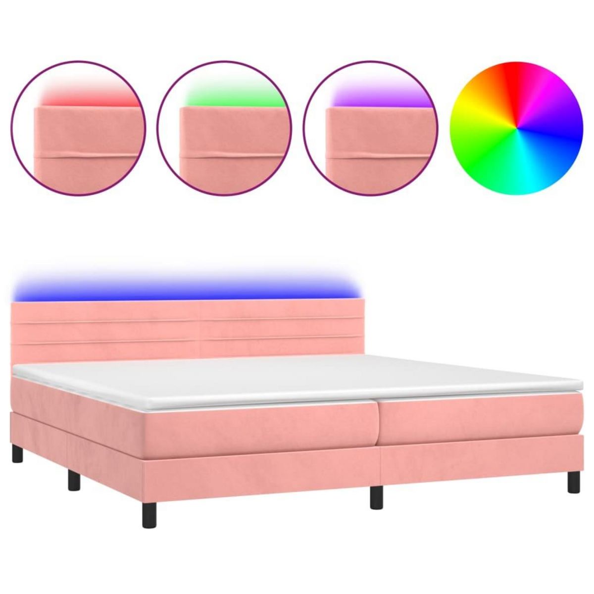 VIDAXL Sommier a lattes de lit avec matelas et LED Rose 200x200 cm