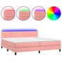 Voir la diapositive 2 : VIDAXL Sommier a lattes de lit avec matelas et LED Rose 200x200 cm