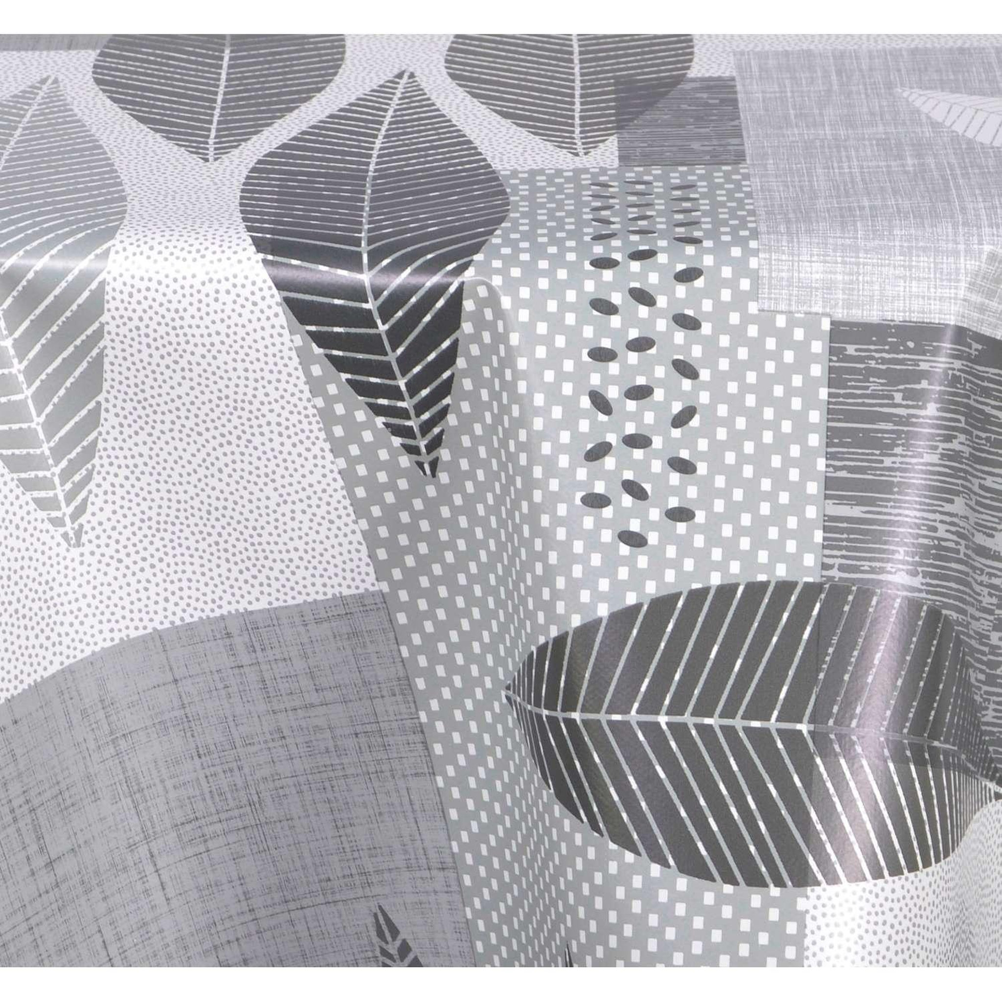 Voir la diapositive 3 : HABITABLE Nappe en toile cirée ronde Opus - Diam. 135 cm - Gris