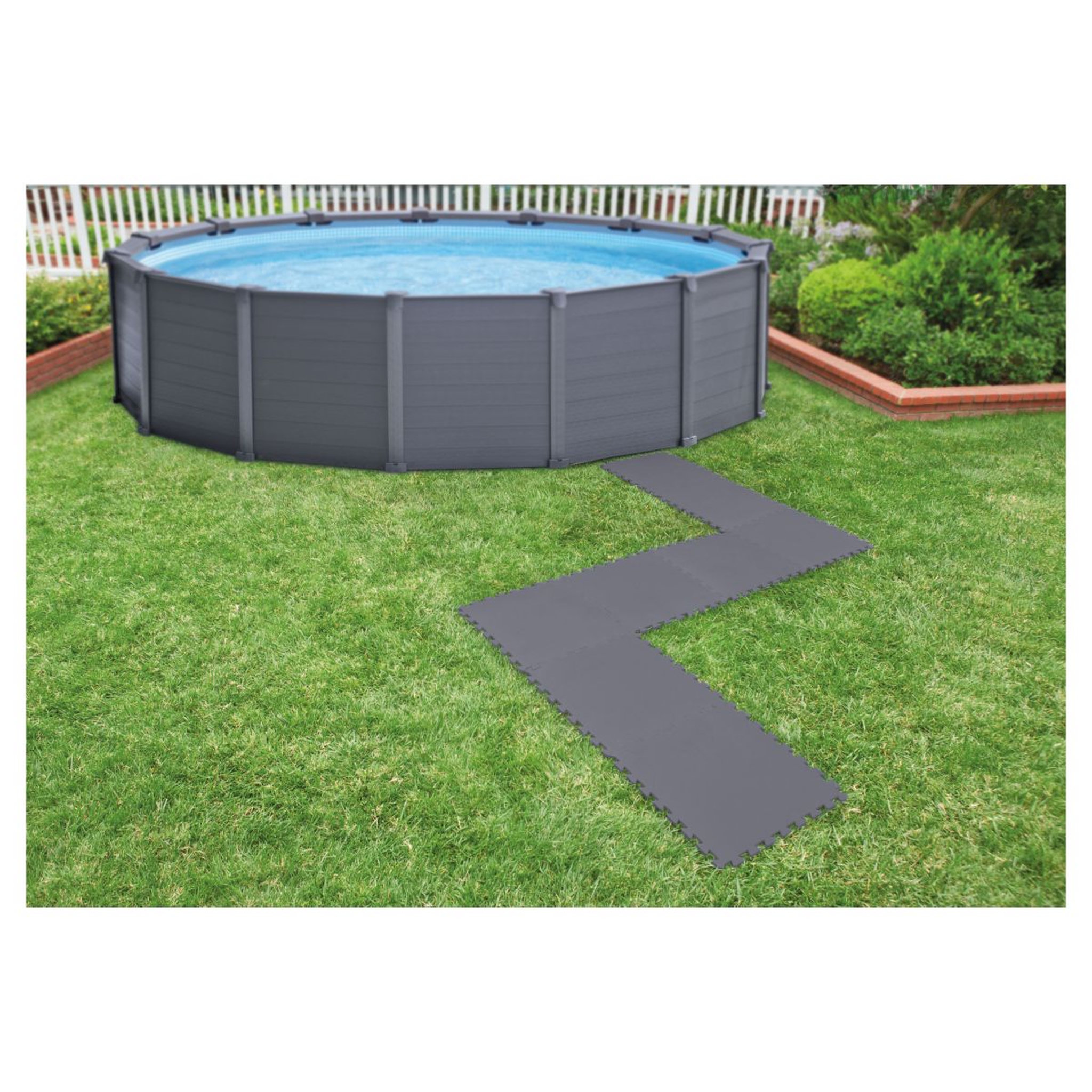 Voir la diapositive 2 : INTEX Dalle de protection en mousse gris pour piscine et spa