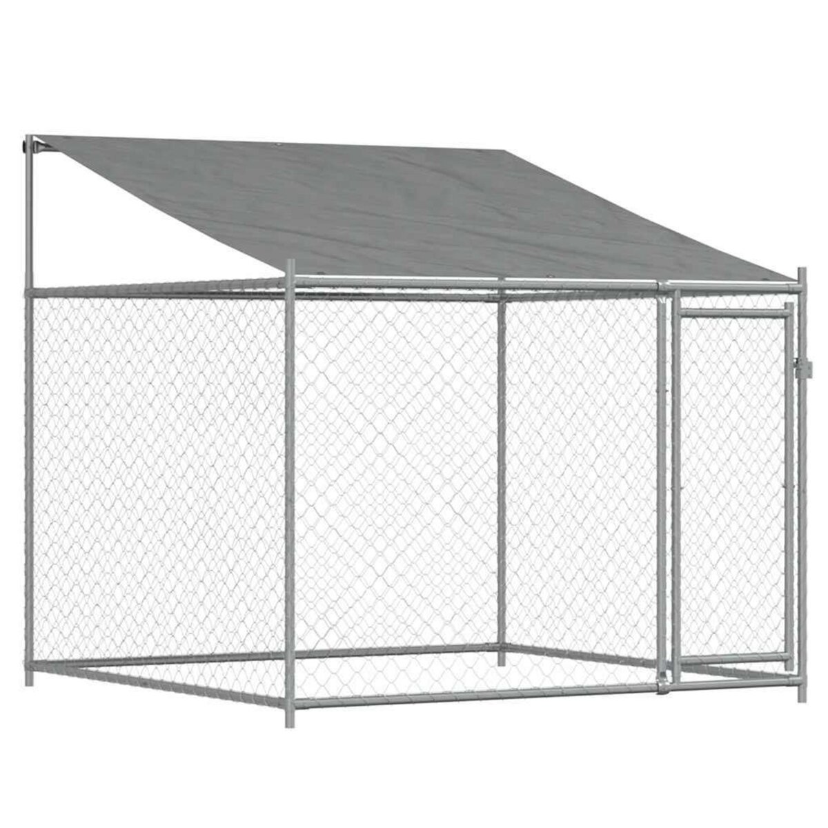 VIDAXL Cage pour chien avec toit et porte gris 2x2x2 m acier galvanise