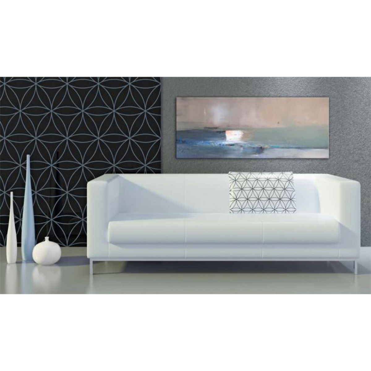 Paris Prix Tableau Peint à la Main  Première Vague  40x100cm