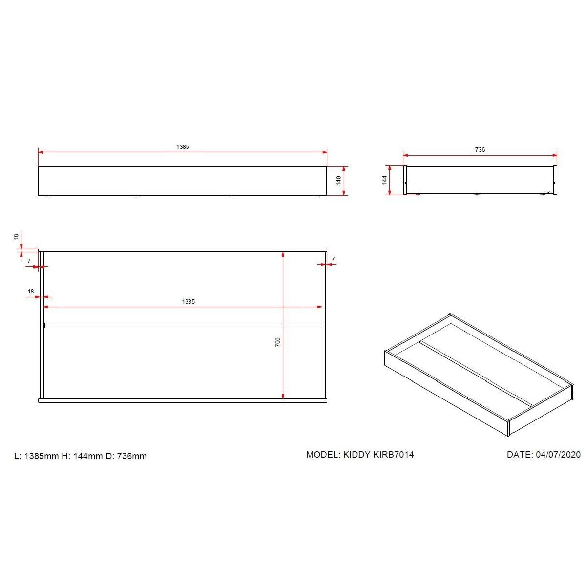 Vipack Lit Gigogne Junior Kiddy Blanc avec Tiroir de Rangement
