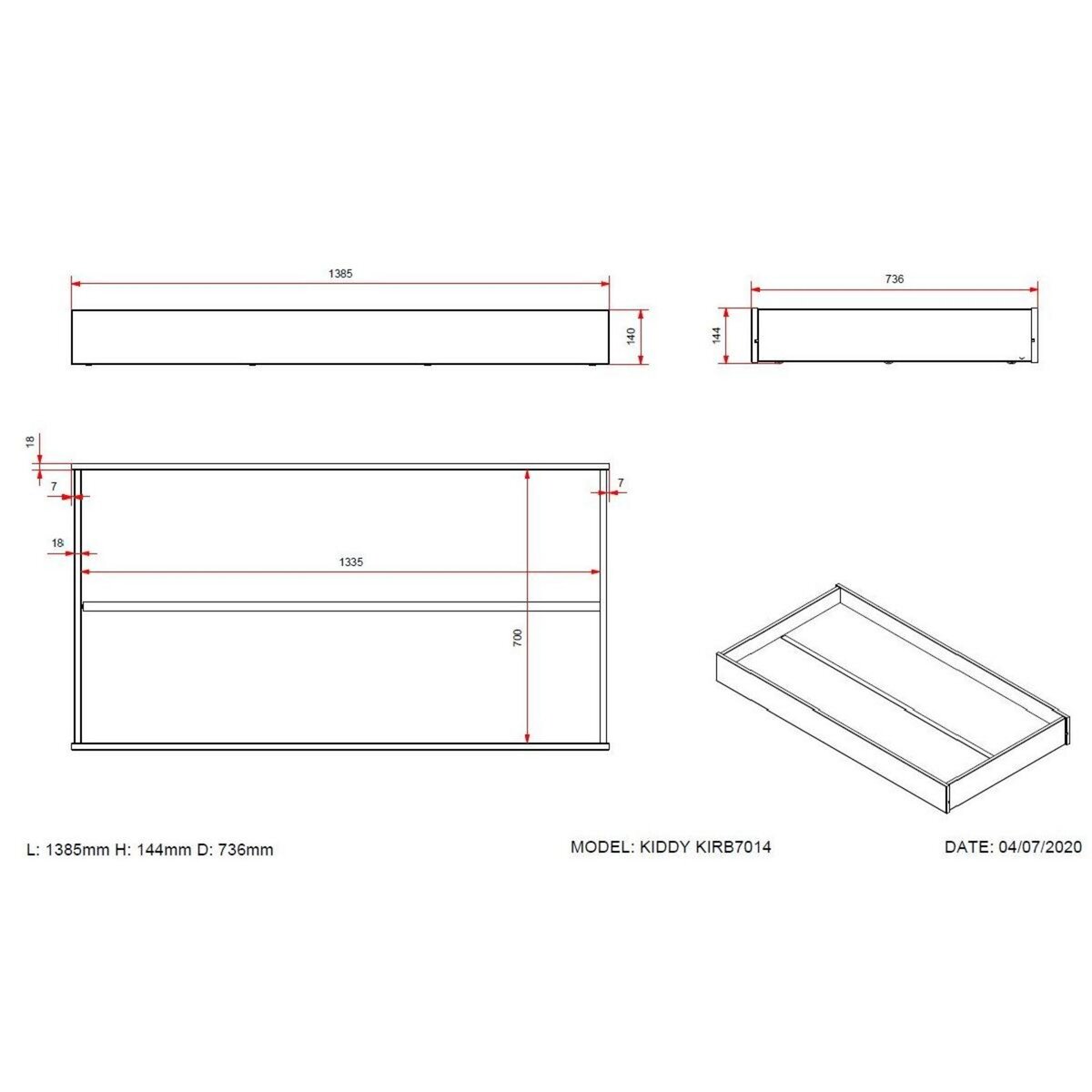 Vipack Lit Gigogne Junior Kiddy Blanc avec Tiroir de Rangement