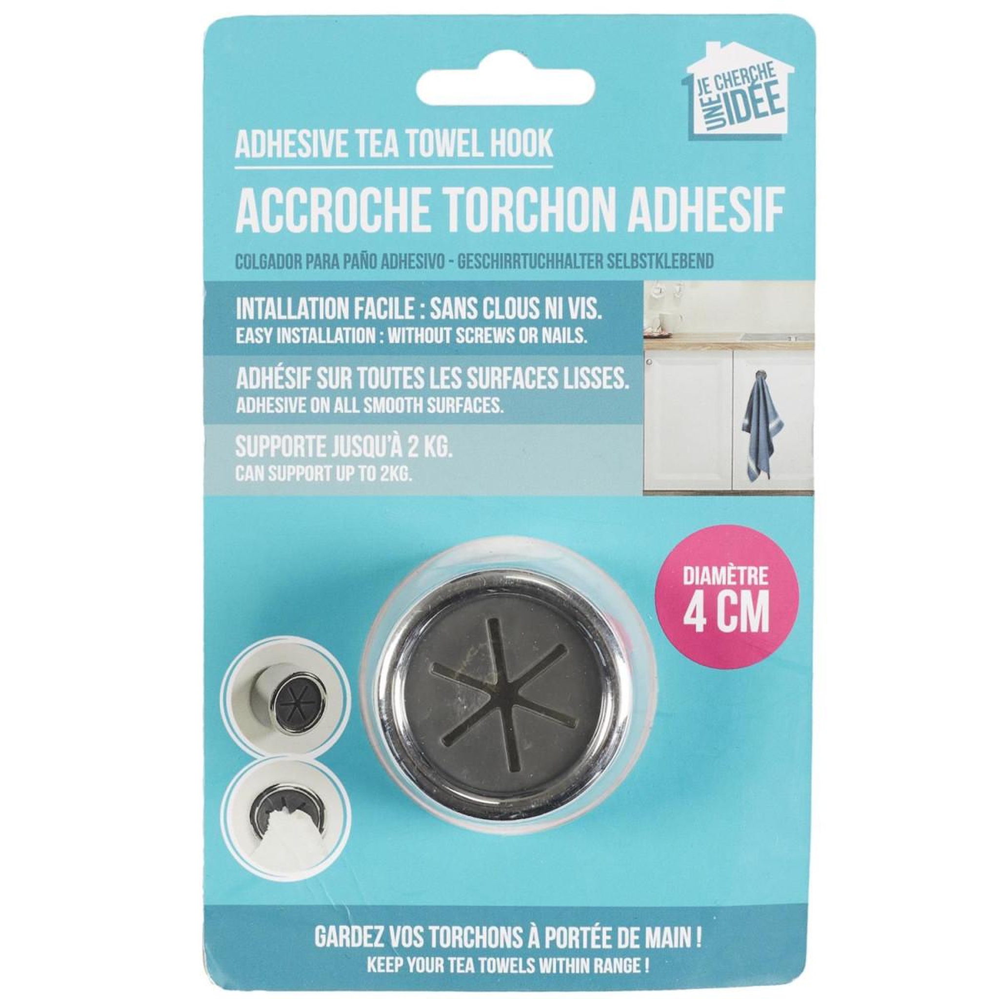 Voir la diapositive 6 : Je cherche une idee Accroche torchon  adhésif  4cm gris & noir