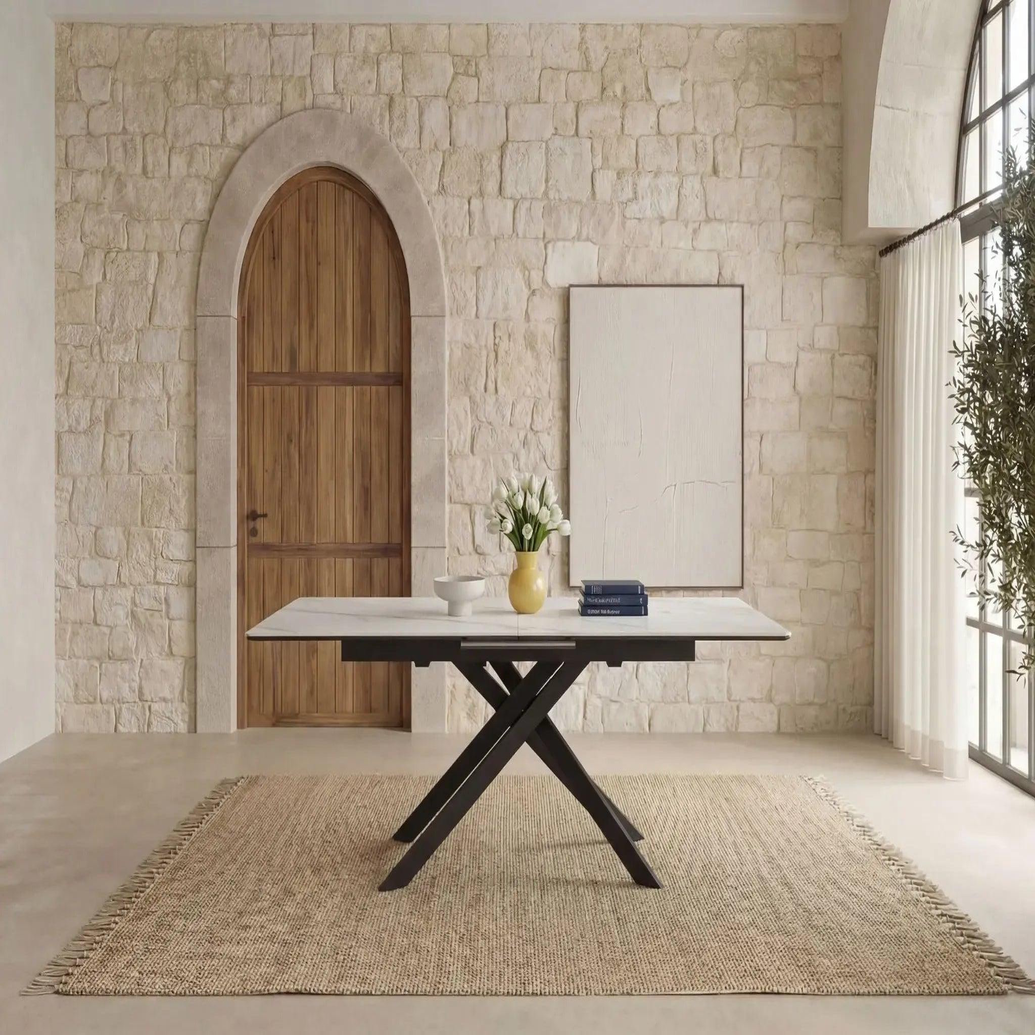 Voir la diapositive 3 : CASANOVA PARIS Ava - table à manger rectangulaire extensible 160 à 200cm en céramique - blanc