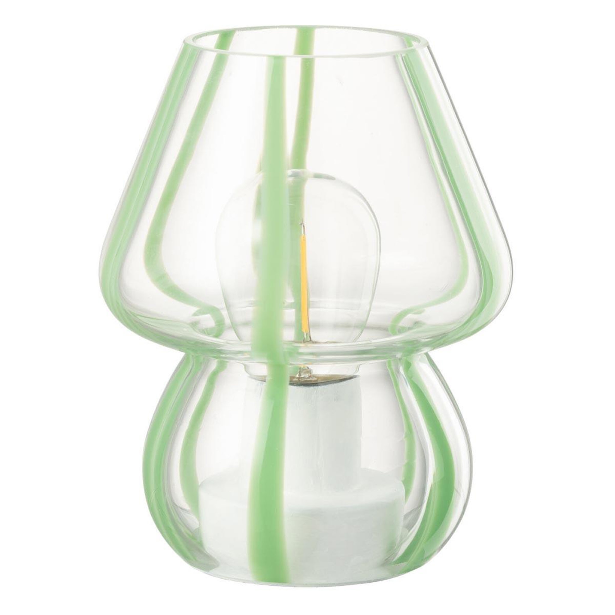 J-LINE Lampe à poser rayures en verre  ophelie  15cm vert