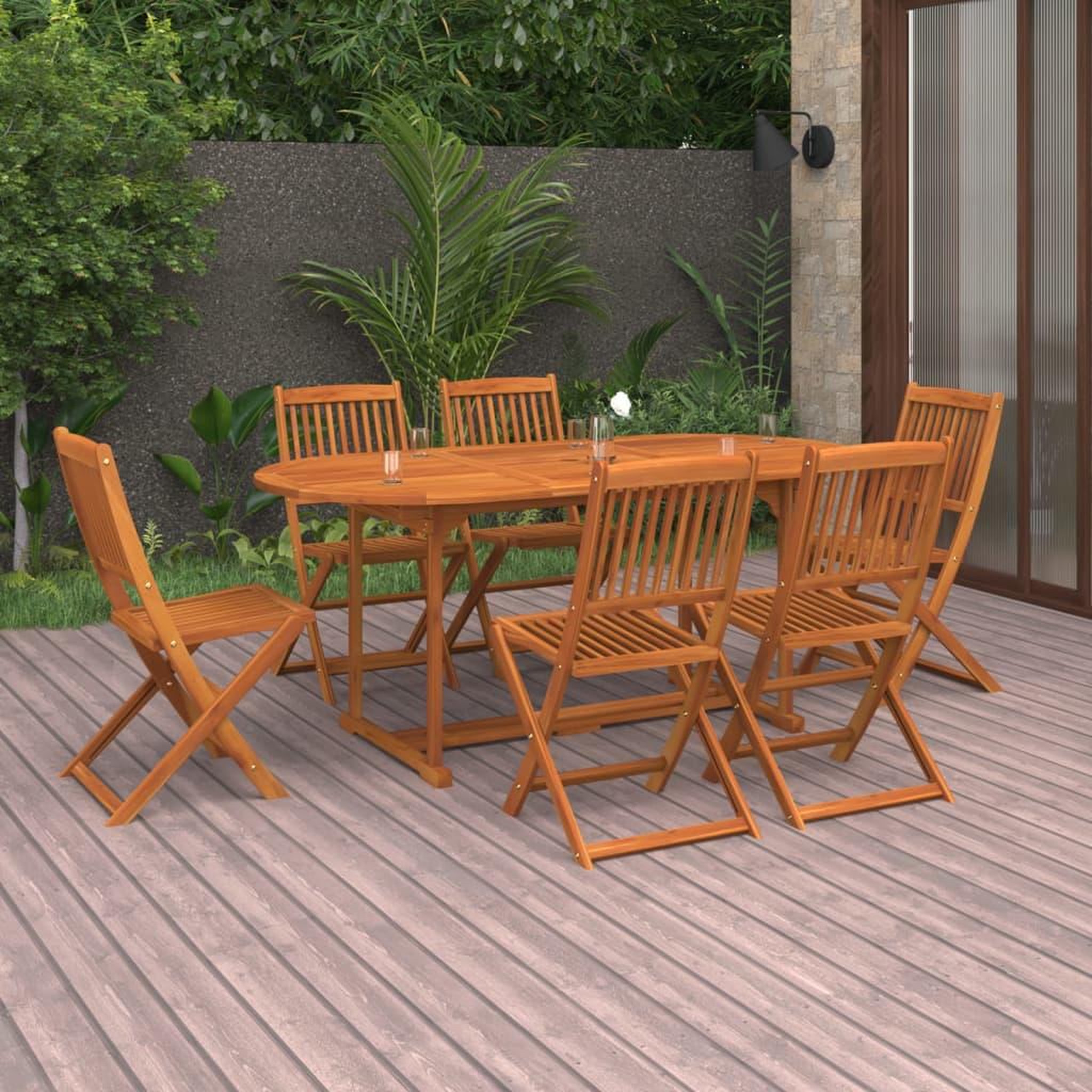 Voir la diapositive 1 : VIDAXL Ensemble a manger de jardin 7 pcs bois massif d'acacia