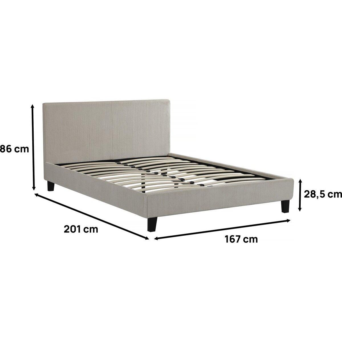 Habitat et Jardin Lit en Velours Cotelé  Ambre  - 160 x 200 - Beige