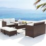 Voir la diapositive 2 : CONCEPT USINE Salon de jardin encastrable 8 places en résine marron- blanc NOUMÉA