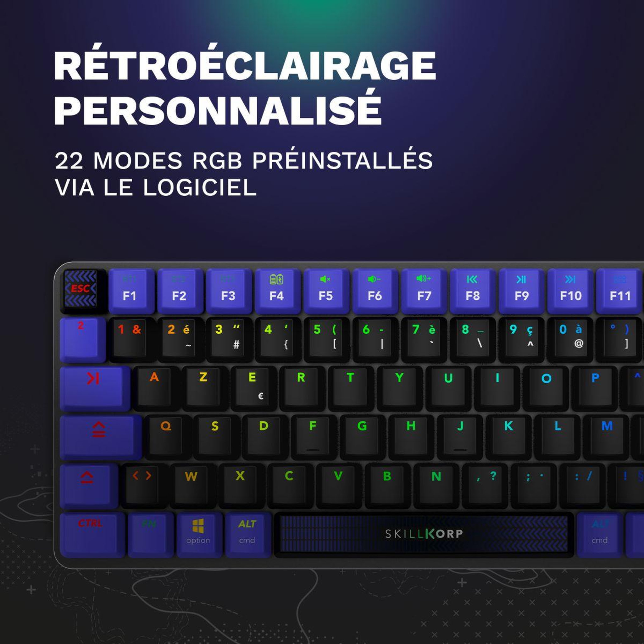 Voir la diapositive 5 : SKILLKORP Clavier gamer sans fil k20 ultimate