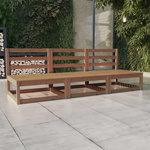 VIDAXL Canape a 3 places de jardin Marron miel Bois de pin solide