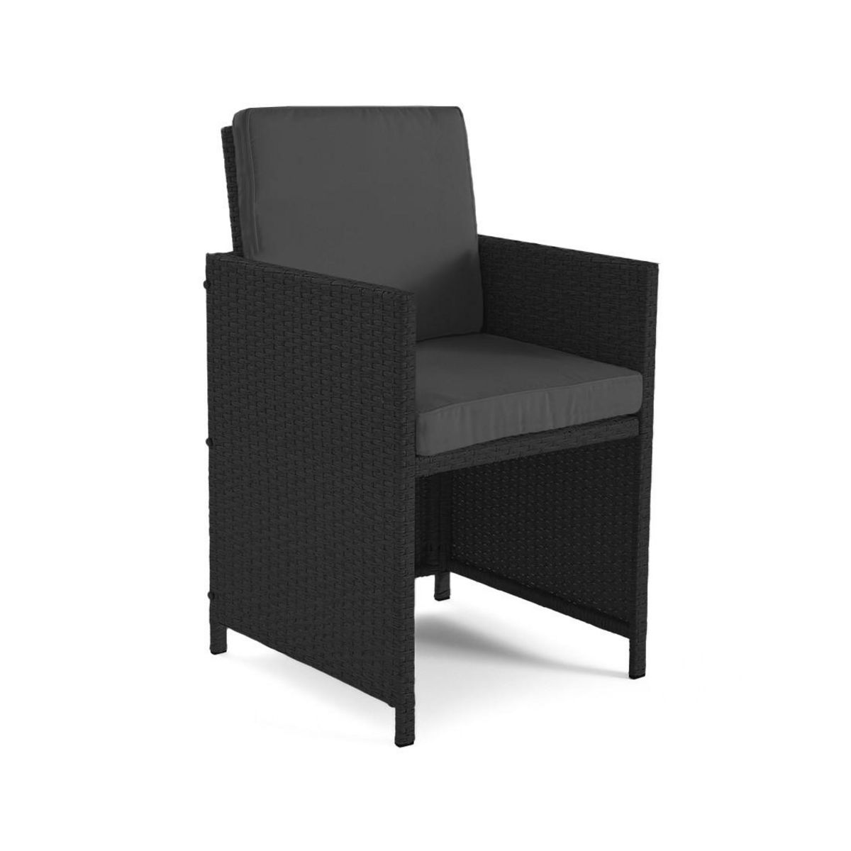 BEST MOBILIER Cuba – salon de jardin encastrable en résine tressé noir - 14 places - coussins gris + housse de protection