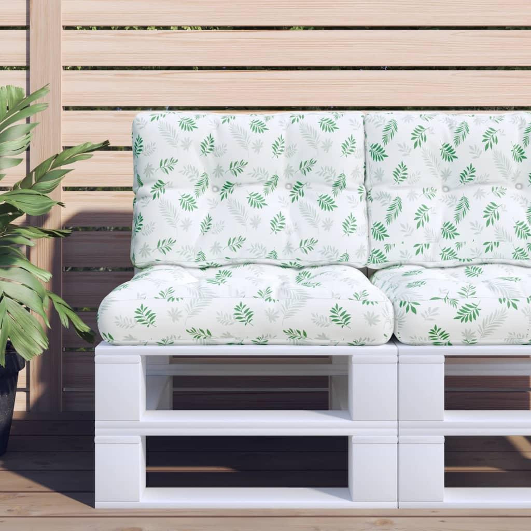 Voir la diapositive 1 : VIDAXL Coussins de palette lot de 2 motif de feuilles tissu