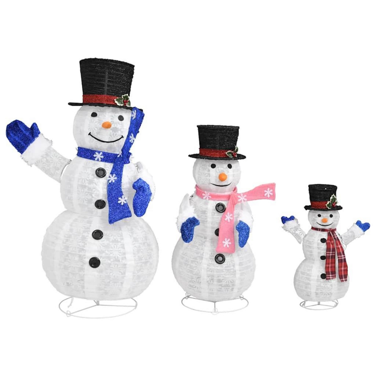 VIDAXL Decoration de Noël Figurines de famille Bonhomme de neige a LED