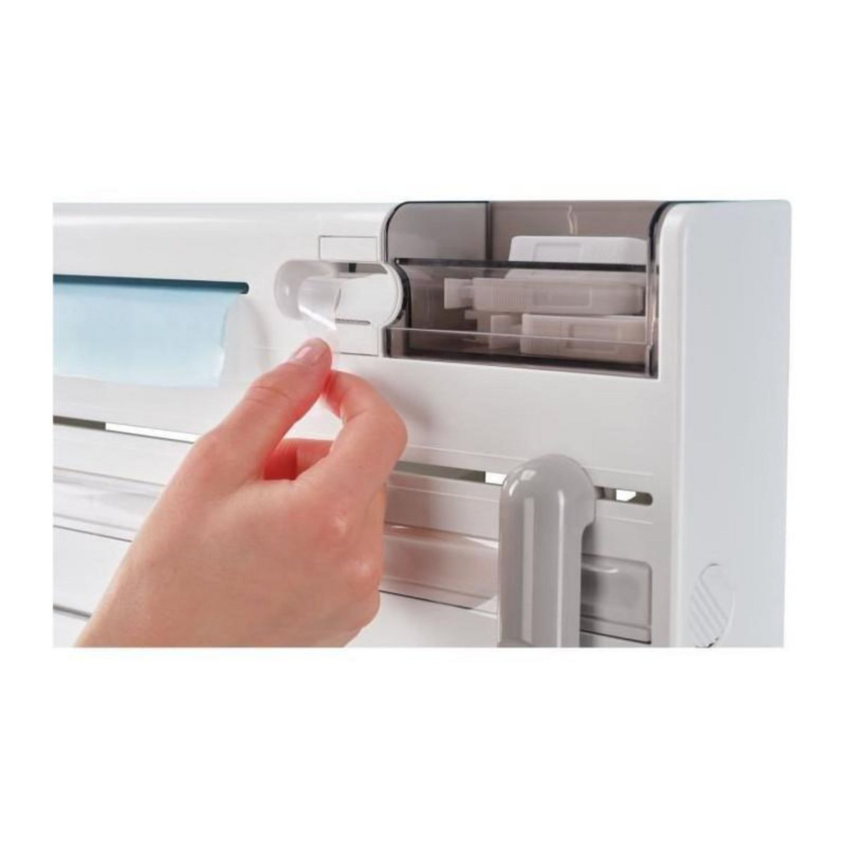 Leifheit Dérouleur coupe film, papier, essuie tout blanc - 25723