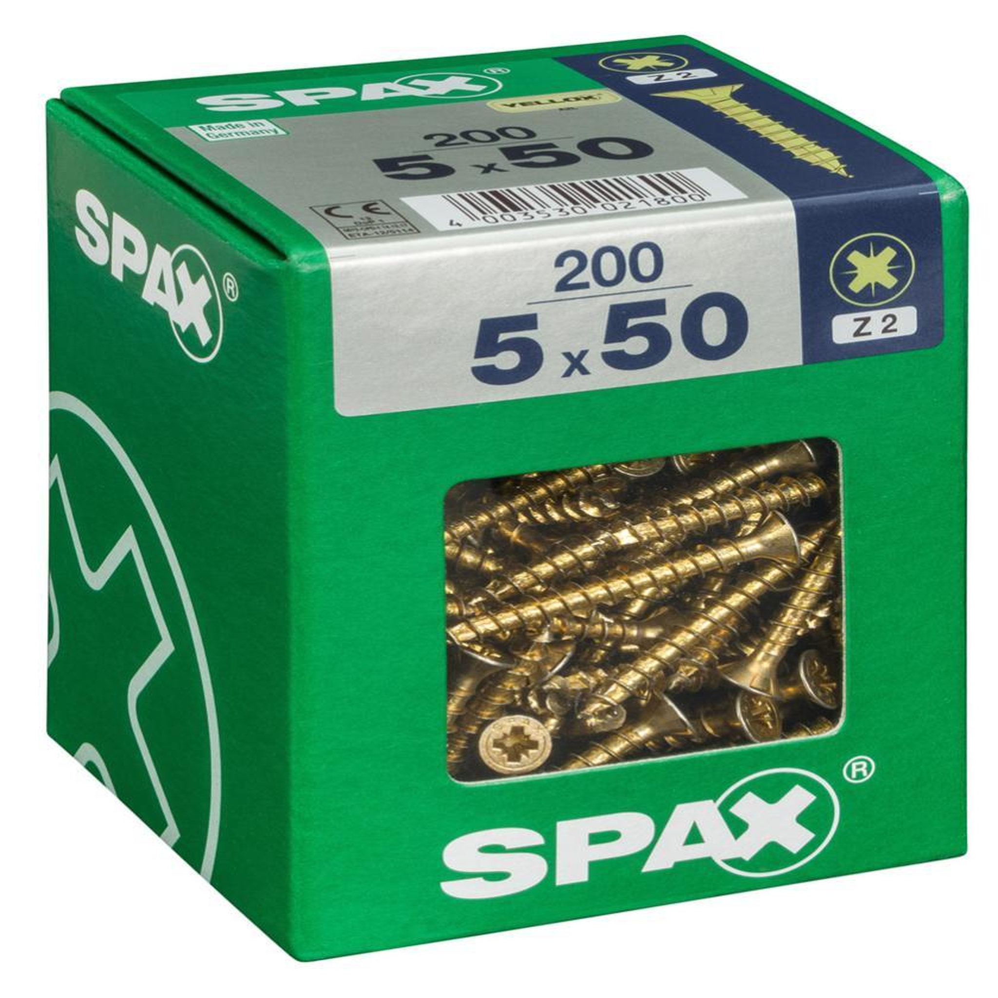 CENTRALE BRICO Lot de 200 vis acier tête fraisée pozidriv SPAX, Diam.5 mm x L.50 mm