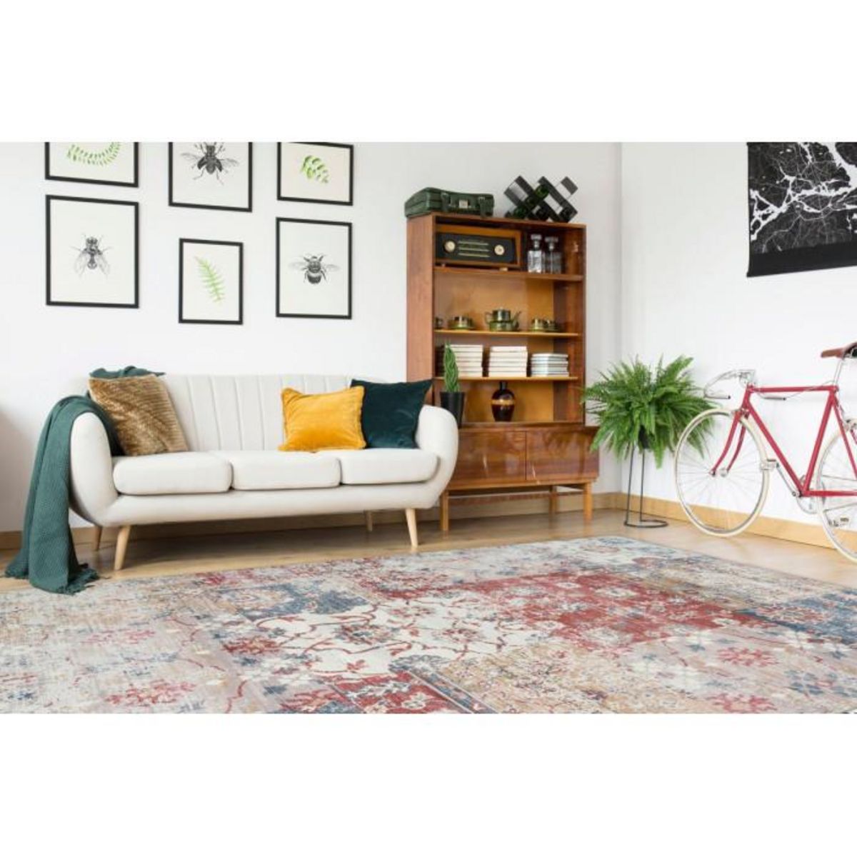 Paris Prix Tapis Vintage à Poils Courts  Indiana V  Multicolore