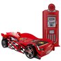 Vipack Lit 90x200 Night Speeder sommier inclus et Armoire 1 porte pompe à essence Car Beds - Rouge
