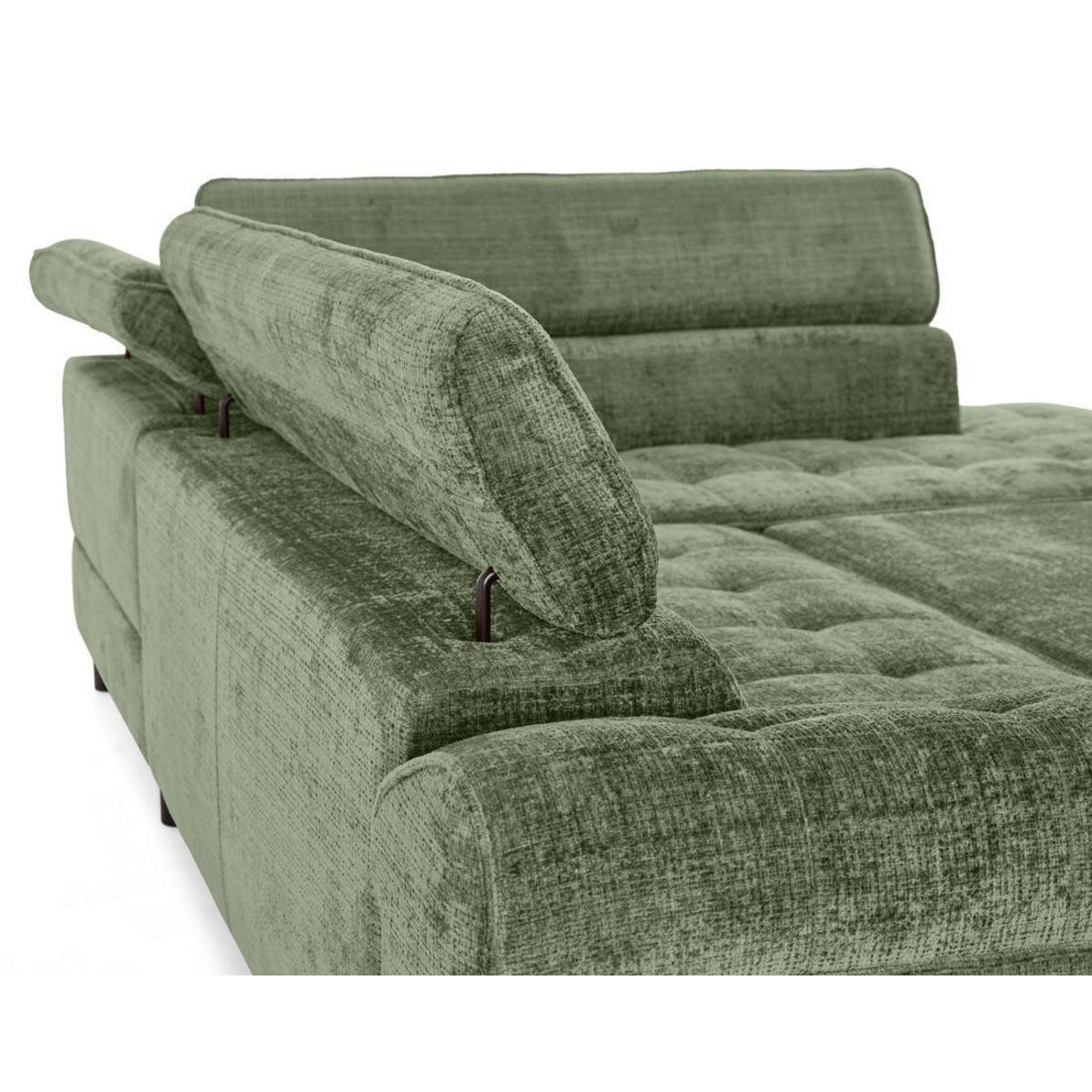 LISA DESIGN Marlo - canapé d'angle droit 5 places convertible avec coffre et têtières en velours texturé