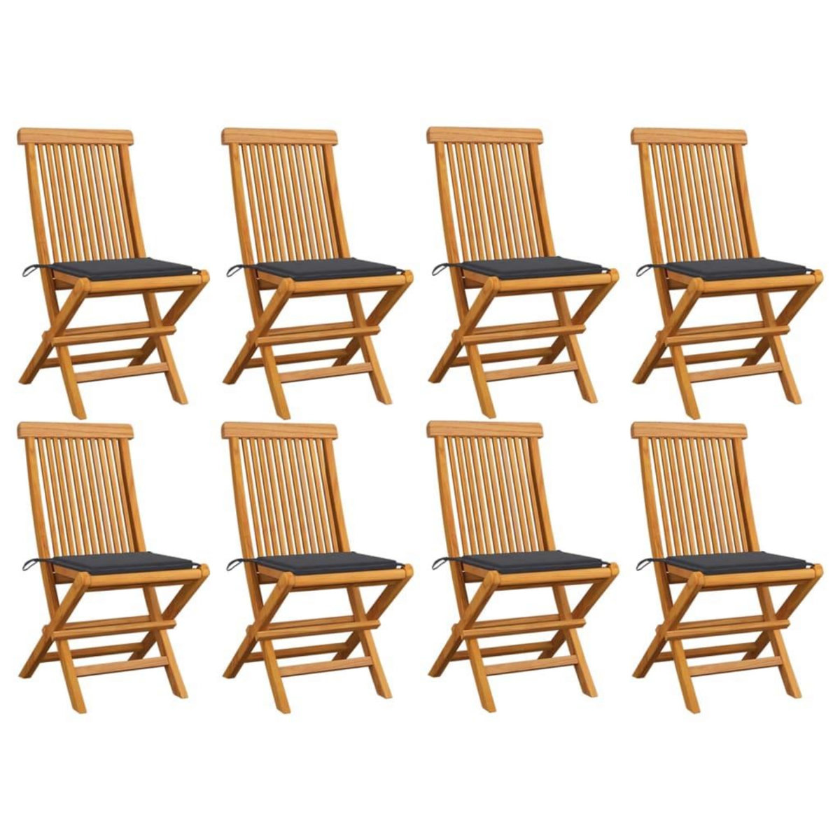 VIDAXL Chaises de jardin avec coussins anthracite lot de 8 Teck massif