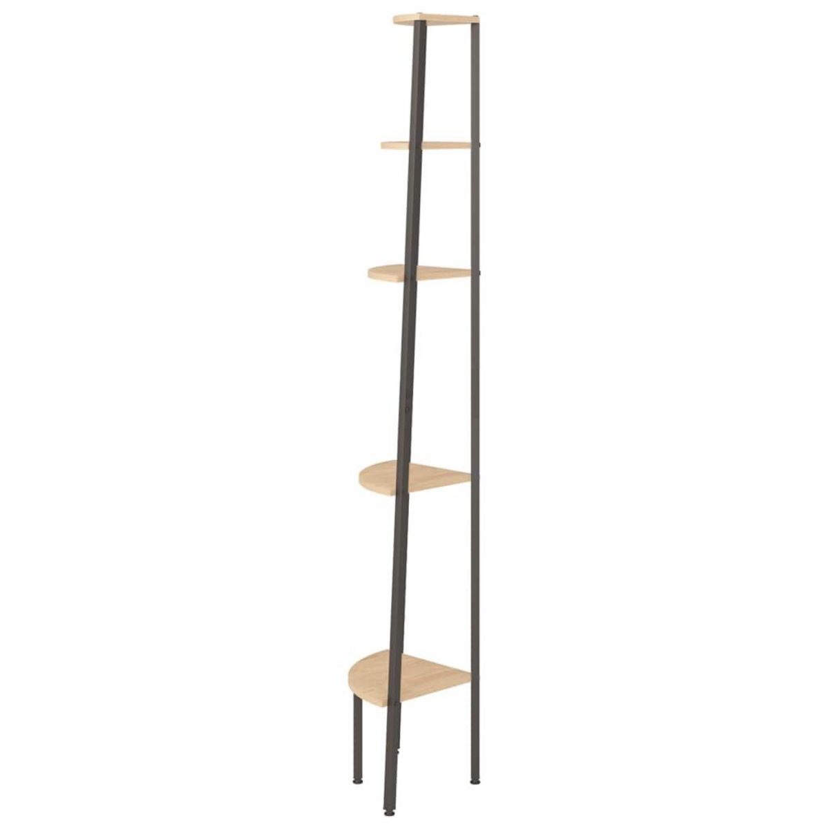 VIDAXL Etagere d'angle 5 niveaux Marron clair et noir 45,5x31,5x180 cm