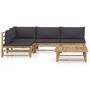 Voir la diapositive 2 : VIDAXL Salon de jardin 5 pcs avec coussins gris fonce bambou