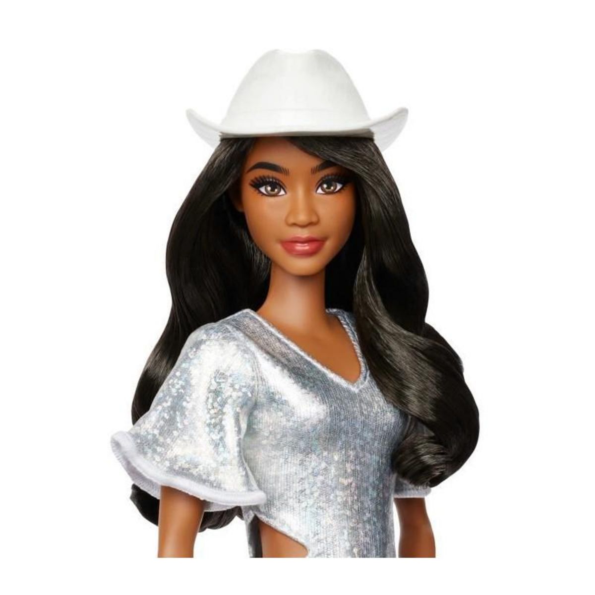 BARBIE Barbie - Poupée Barbie Fashionistas Robe Argentée avec chapeau de cowboy - Barbie - HYT95