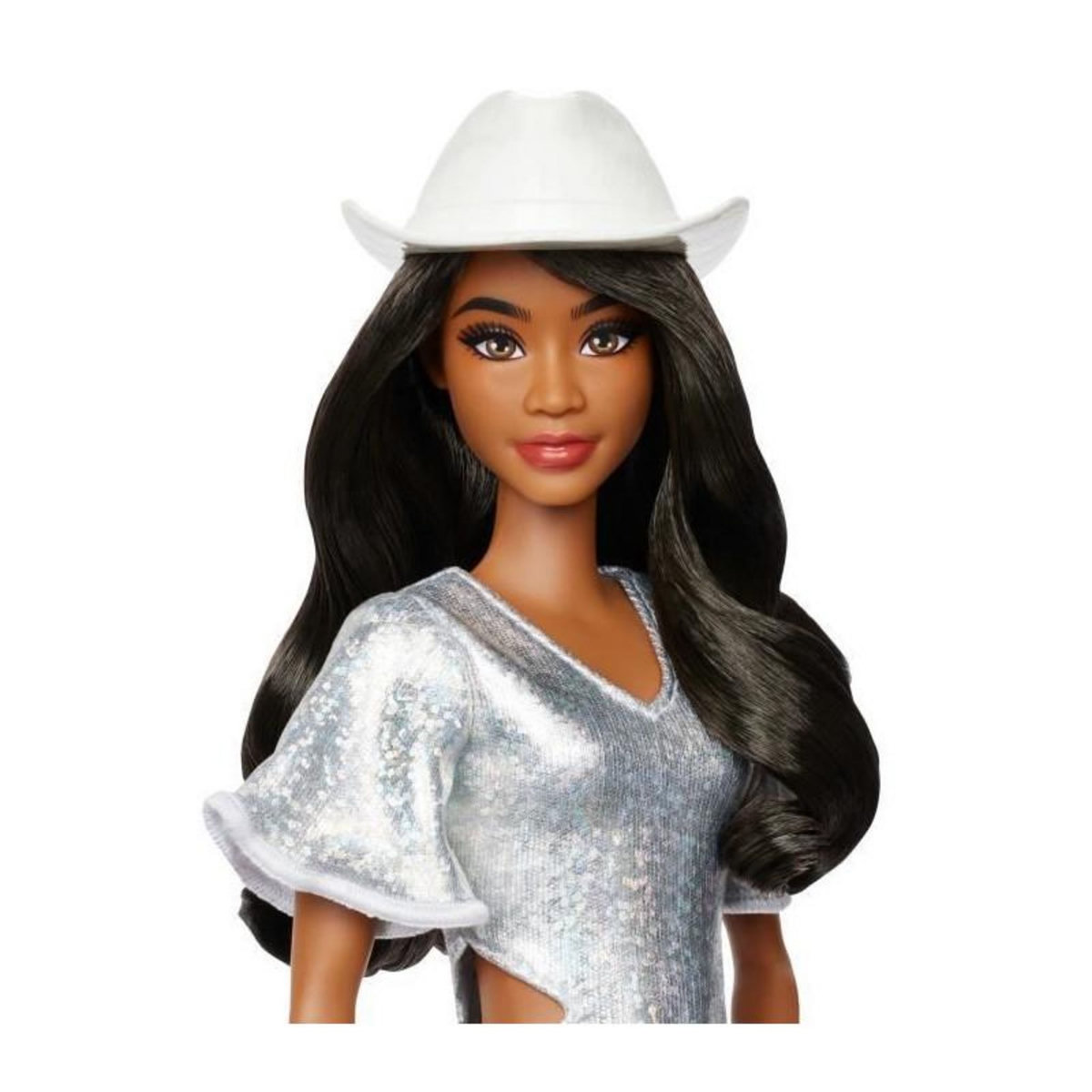 BARBIE Barbie - Poupée Barbie Fashionistas Robe Argentée avec chapeau de cowboy - Barbie - HYT95