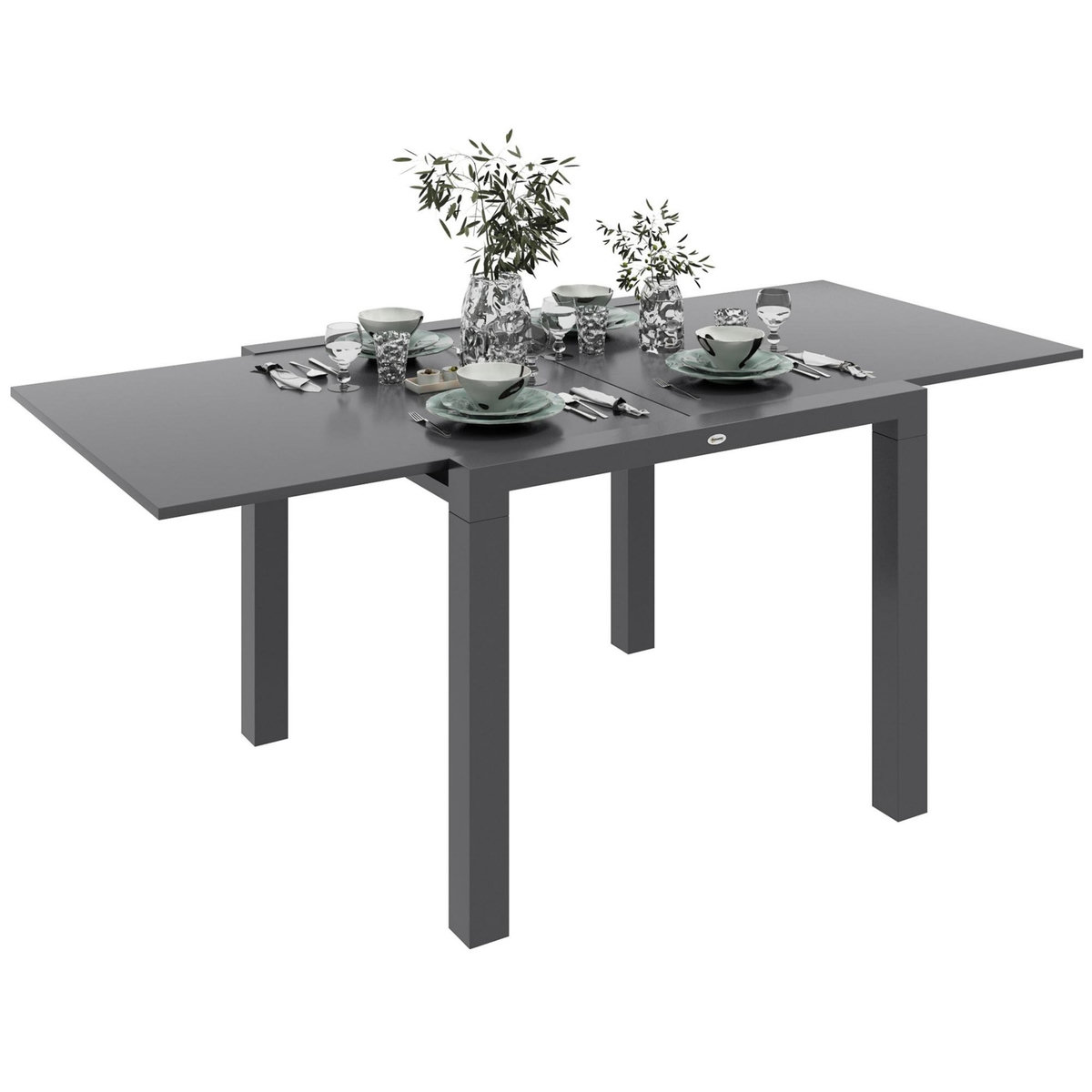 OUTSUNNY Table de jardin rectangulaire extensible 6 pers. alu métal dim. 80/160L x 80l x 75H cm gris