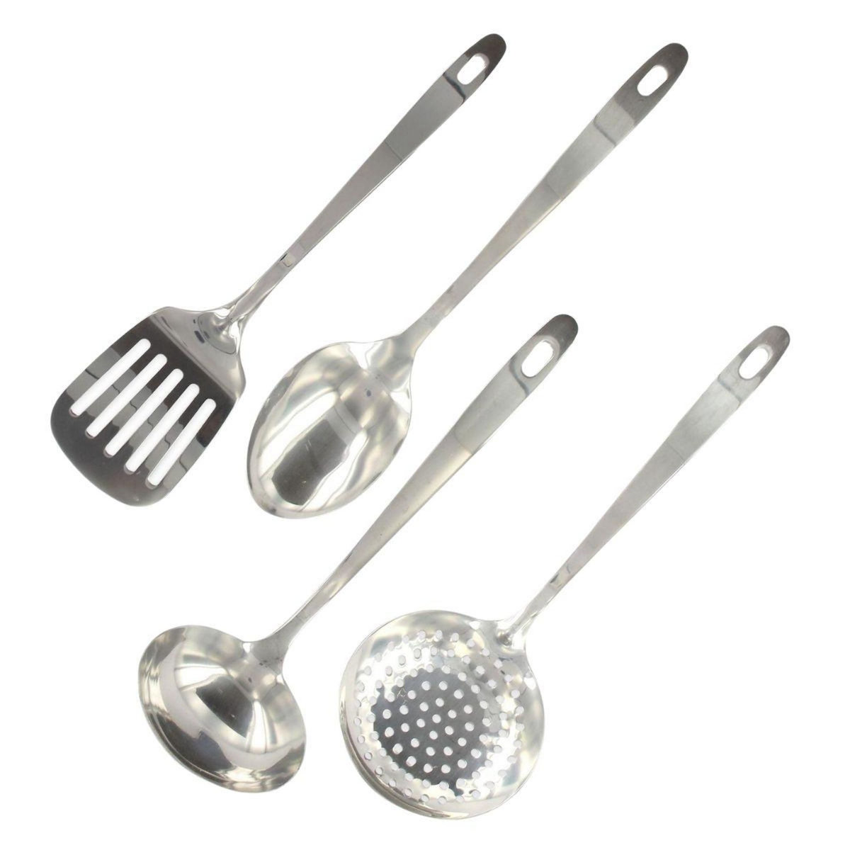 Fackelmann Ensemble de 4 ustensiles de cuisine en inox louche spatule ajourée cuillère et écumoire Fackelmann Oxford