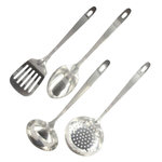 Fackelmann Ensemble de 4 ustensiles de cuisine en inox louche spatule ajourée cuillère et écumoire Fackelmann Oxford