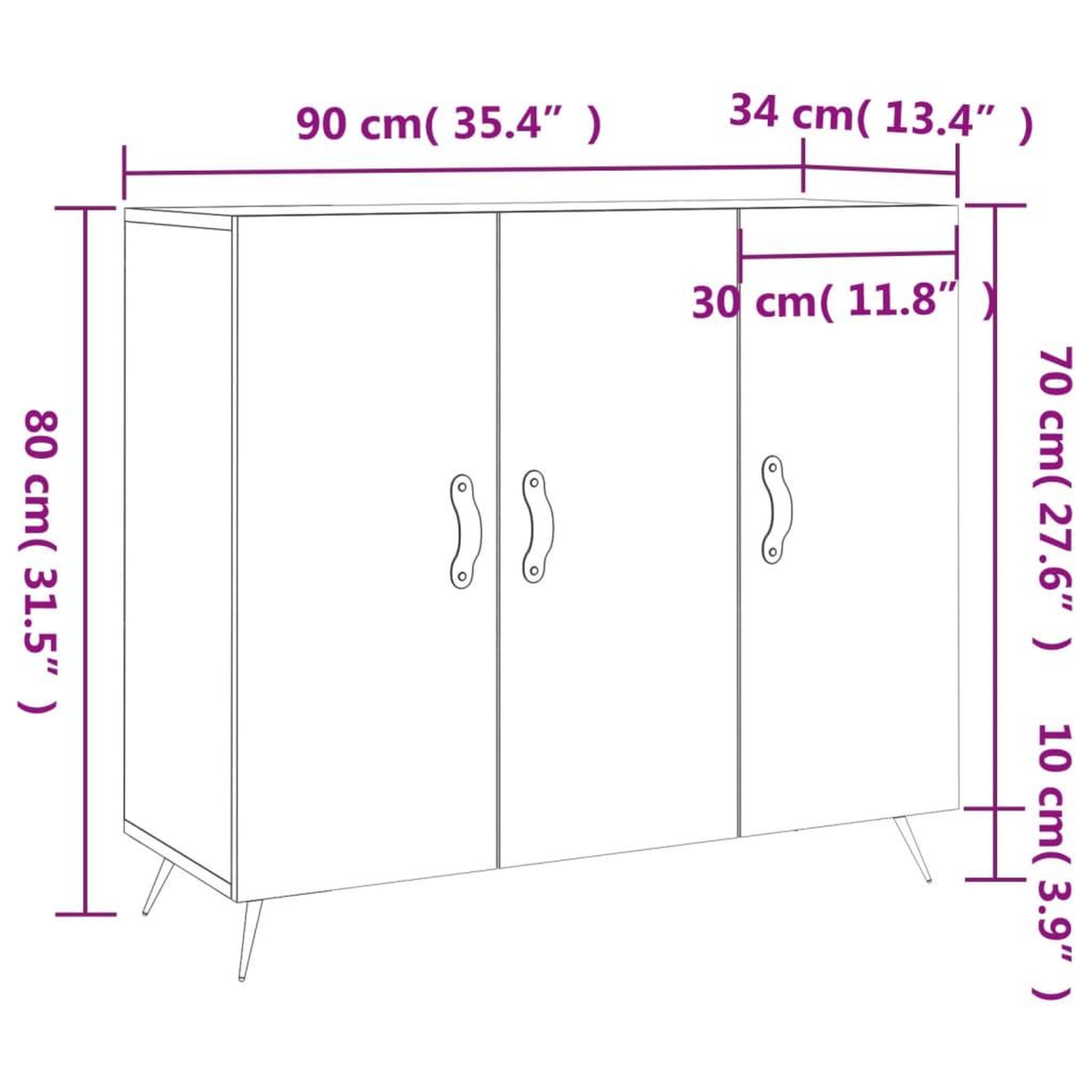 Voir la diapositive 6 : VIDAXL Buffet chene fume 90x34x80 cm bois d'ingenierie
