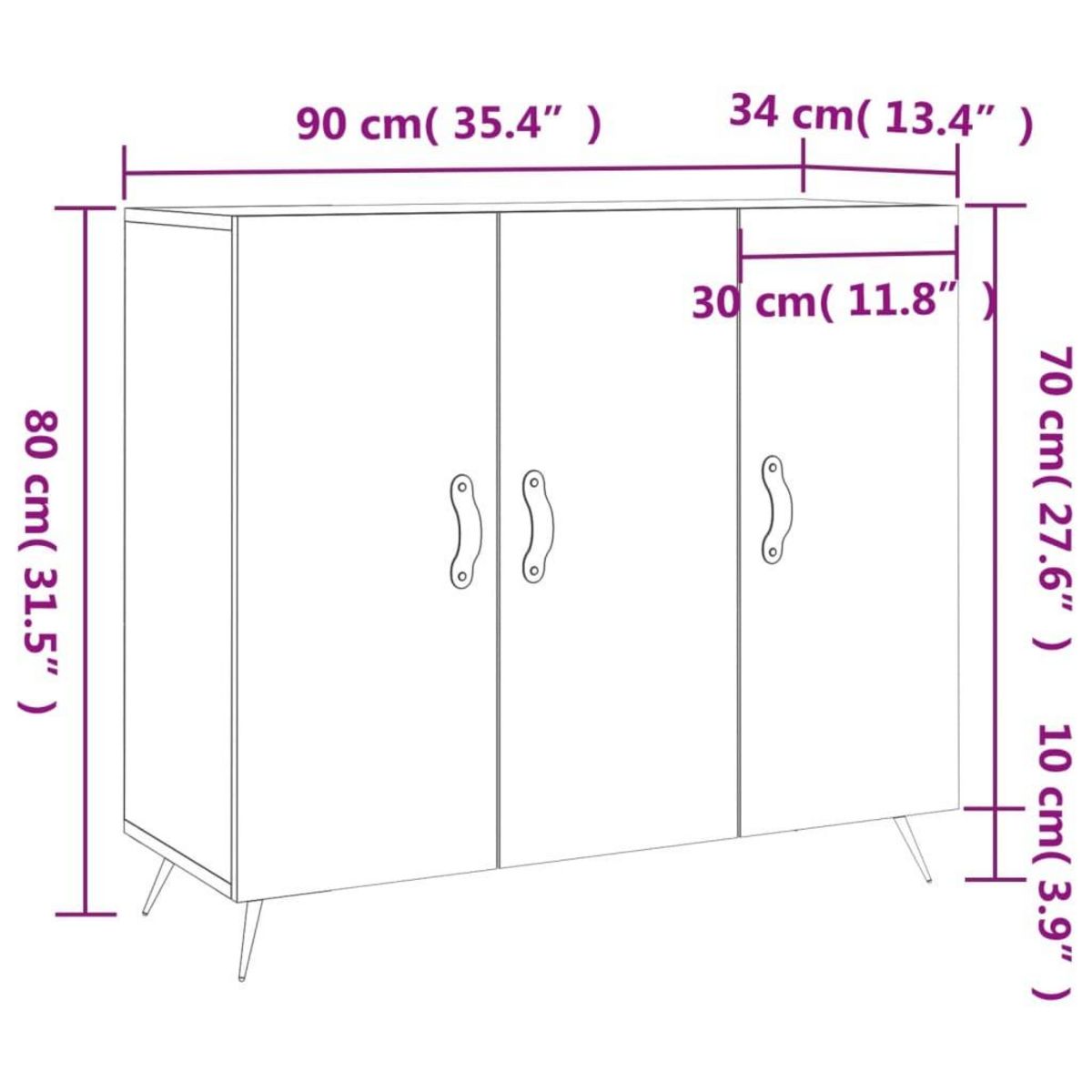 VIDAXL Buffet chene fume 90x34x80 cm bois d'ingenierie