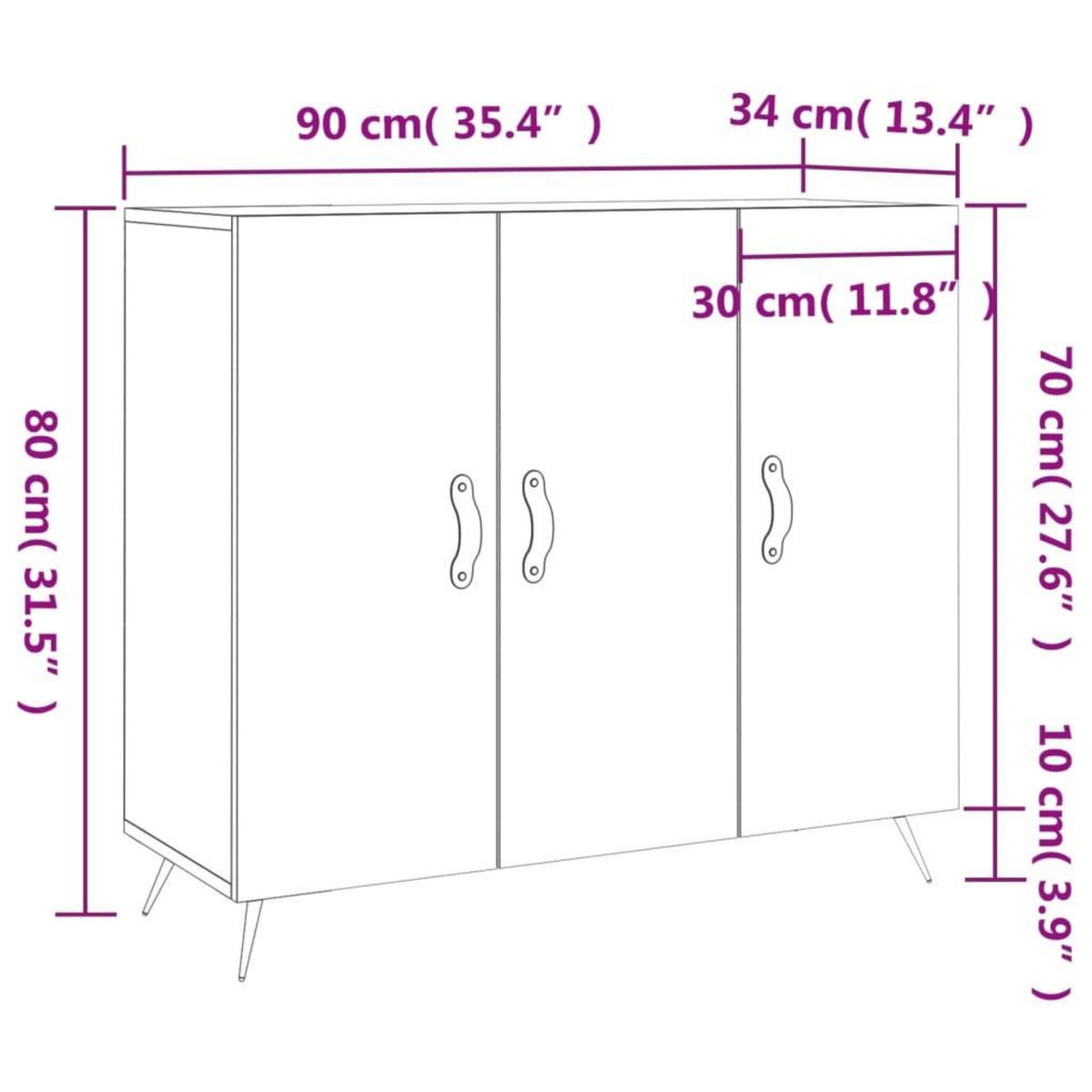 VIDAXL Buffet chene fume 90x34x80 cm bois d'ingenierie