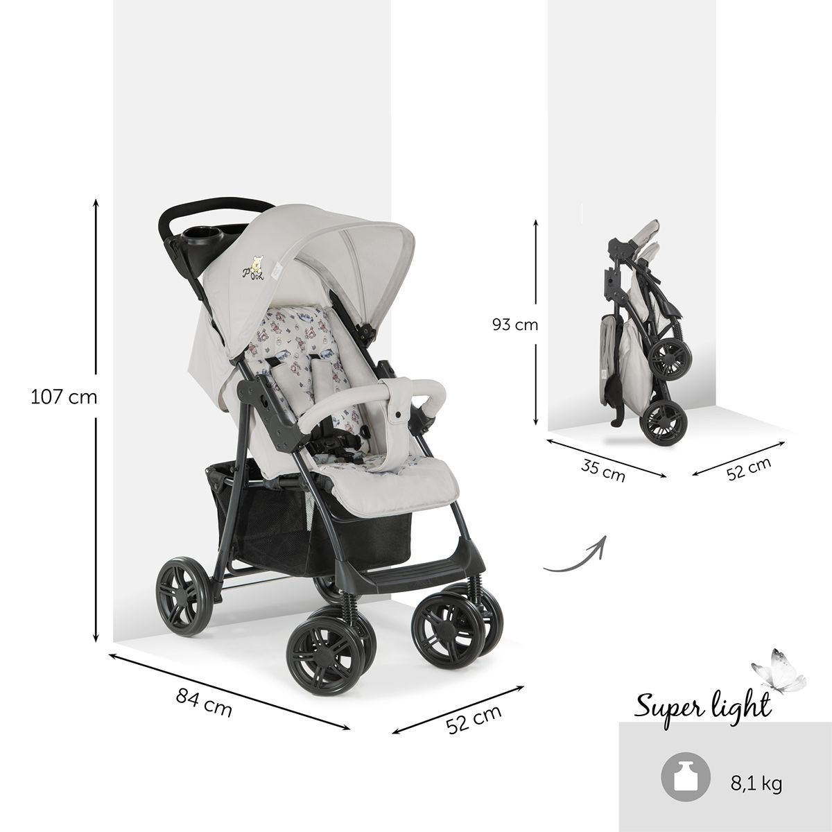 HAUCK Poussette Combinée Shopper Trioset - Winnie l'ourson