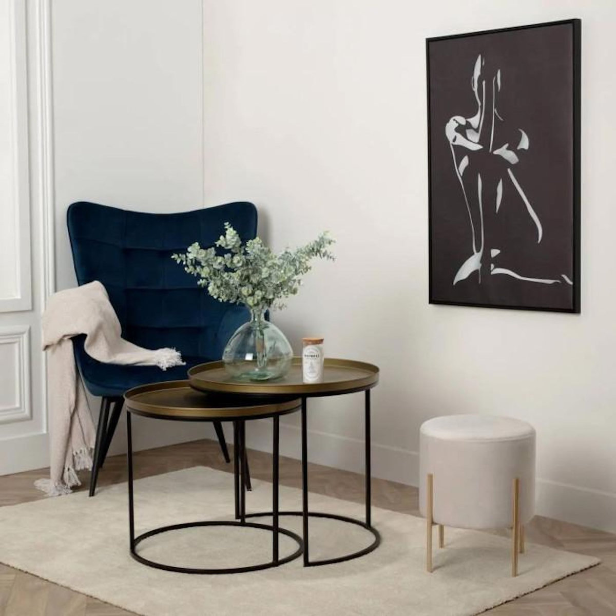 ATMOSPHERA Lot de 2 Tables à Café Design  Basile  56cm Or