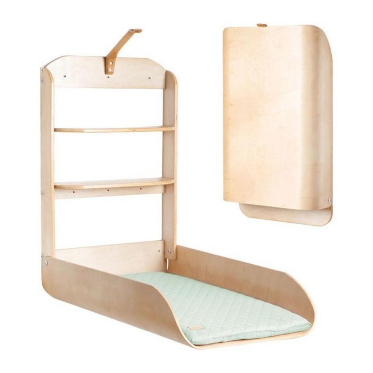 Roba Table a Langer Murale et Rabattable - ROBA - Bois Naturel - Étageres Intégrées - Design Minimaliste