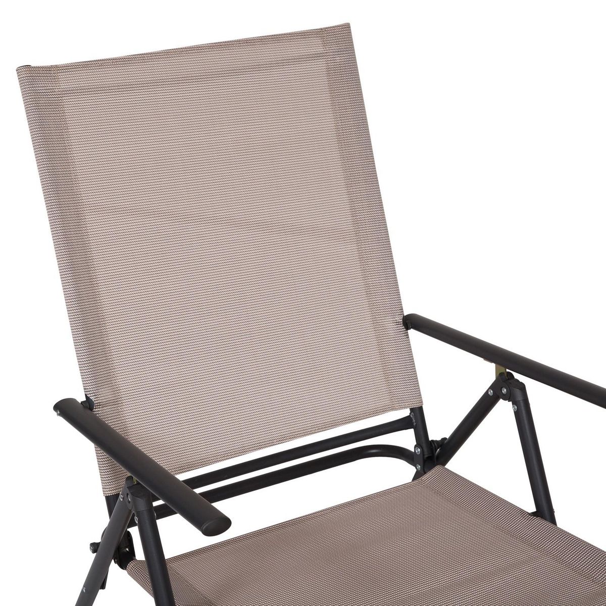 OUTSUNNY Bain de soleil pliable transat inclinable 5 positions chaise longue grand confort avec accoudoirs dim. 152L x 65l x 100H cm métal époxy textilène sable
