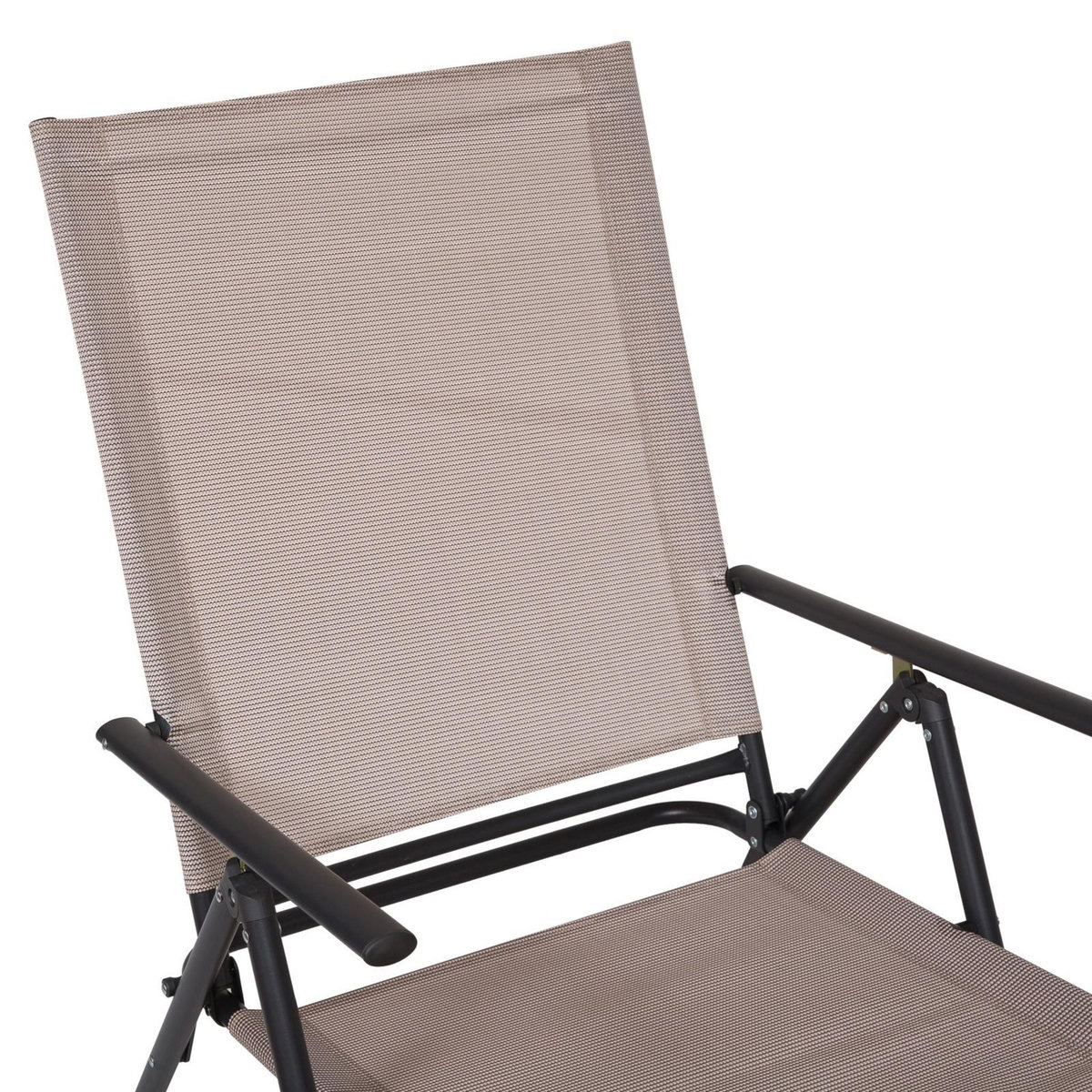 OUTSUNNY Bain de soleil pliable transat inclinable 5 positions chaise longue grand confort avec accoudoirs dim. 152L x 65l x 100H cm métal époxy textilène sable