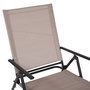 Voir la diapositive 5 : OUTSUNNY Bain de soleil pliable transat inclinable 5 positions chaise longue grand confort avec accoudoirs dim. 152L x 65l x 100H cm métal époxy textilène sable