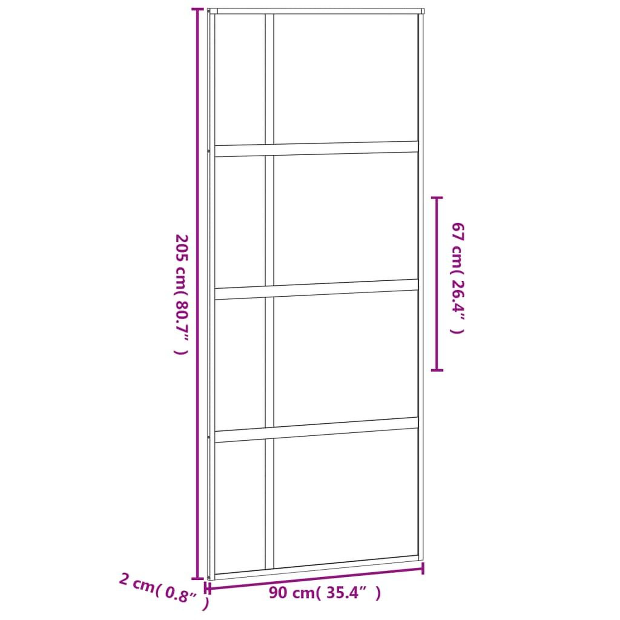 Voir la diapositive 6 : VIDAXL Porte coulissante noir 90x205 cm verre trempe aluminium